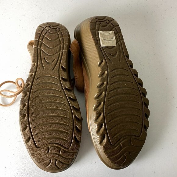 Skechers Parallel Ghillie Up Peep Toe Slingback Wedge Faux Suede Womens 7.5 Tan - Picture 9 of 9